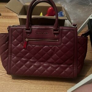 Michael Kors Quilted Maroon Satchel